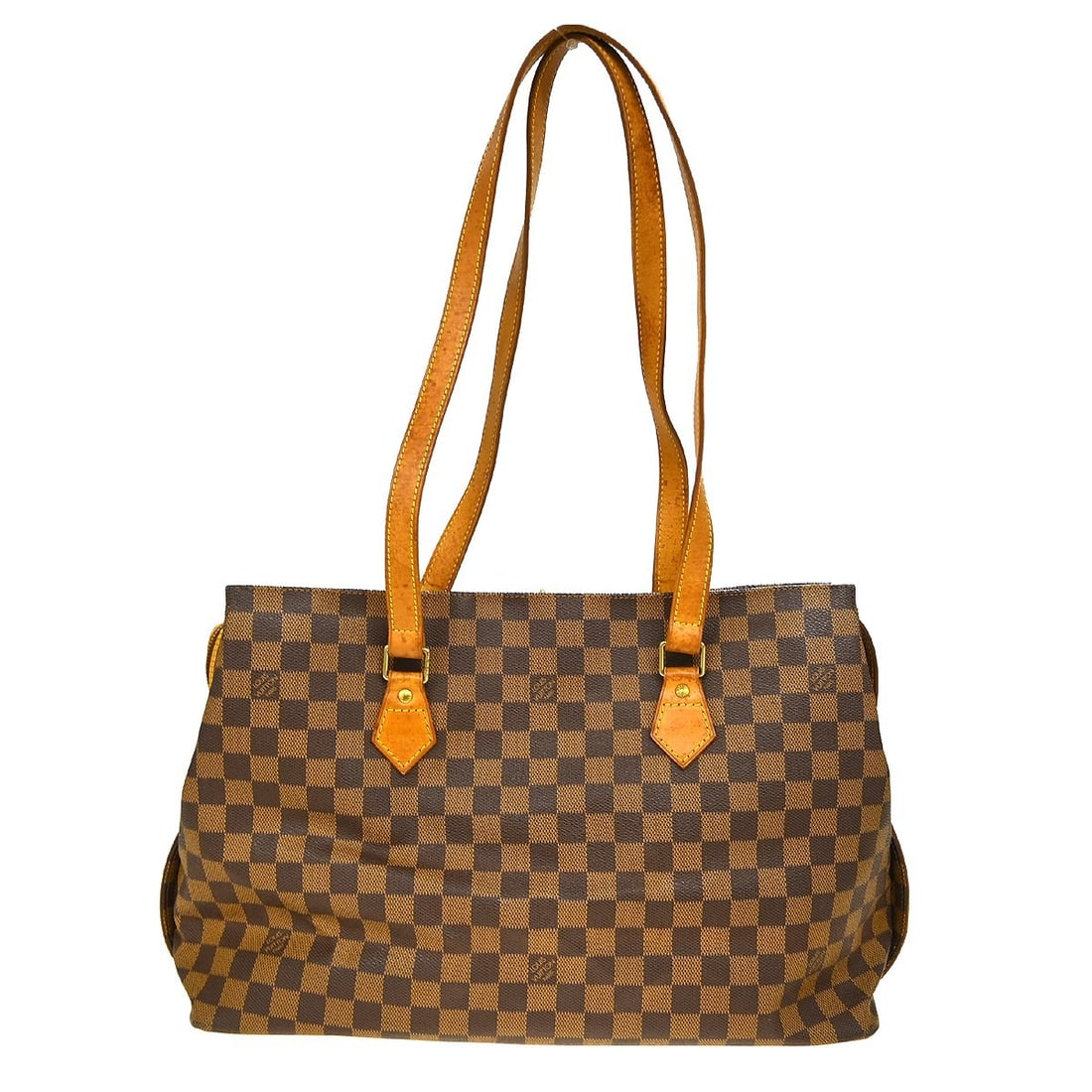 Louis Vuitton Colombine Damier Canvas Large Brown Tote Shoulder Bag N99037: Louis Vuitton Colombine Damier Canvas Large Brown Tote Shoulder Bag N99037 This Louis Vuitton Colombine shoulder tote bag features the iconic Damier canvas in brown with beige double handles. Designed