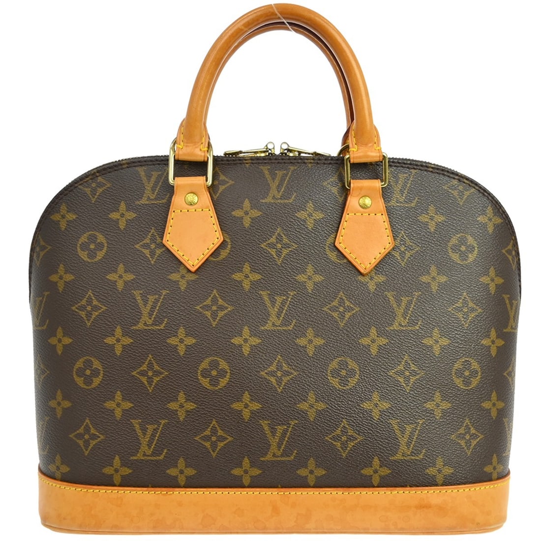 Louis Vuitton Alma Monogram Canvas Medium Brown Handbag M51130: Louis Vuitton Alma Monogram Canvas Medium Brown Handbag M51130 This Louis Vuitton Alma handbag features the iconic Monogram canvas with double beige handles and a zip closure. Designed for a casual oc