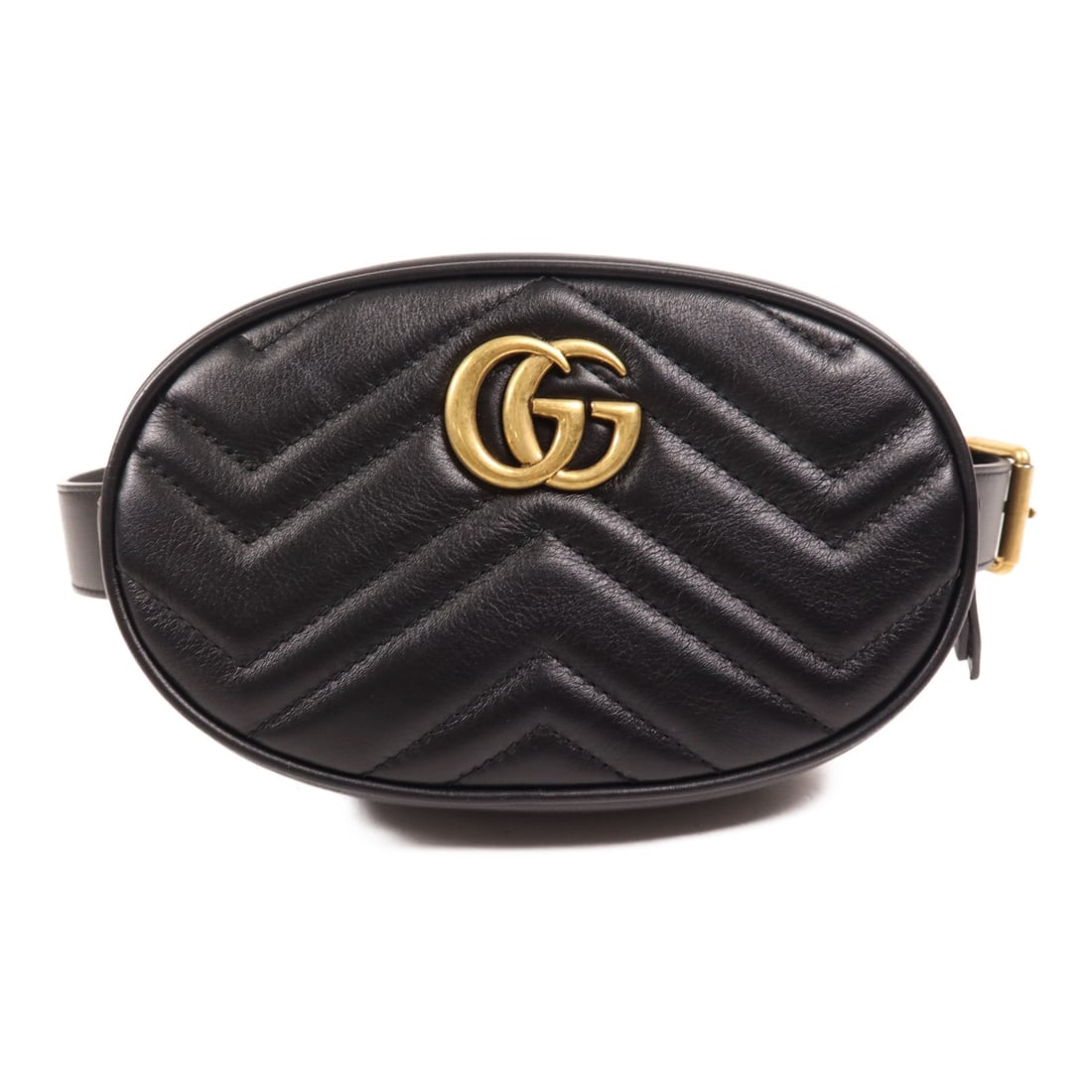 GUCCI GG Marmont Waist Bag 476434 Black Calfskin Leather GHW: GUCCI GG Marmont Waist Bag 476434 Black Calfskin Leather GHW Elevate your style with the GUCCI GG Marmont Waist Bag, expertly crafted from luxurious black calfskin leather. This chic waist bag feature