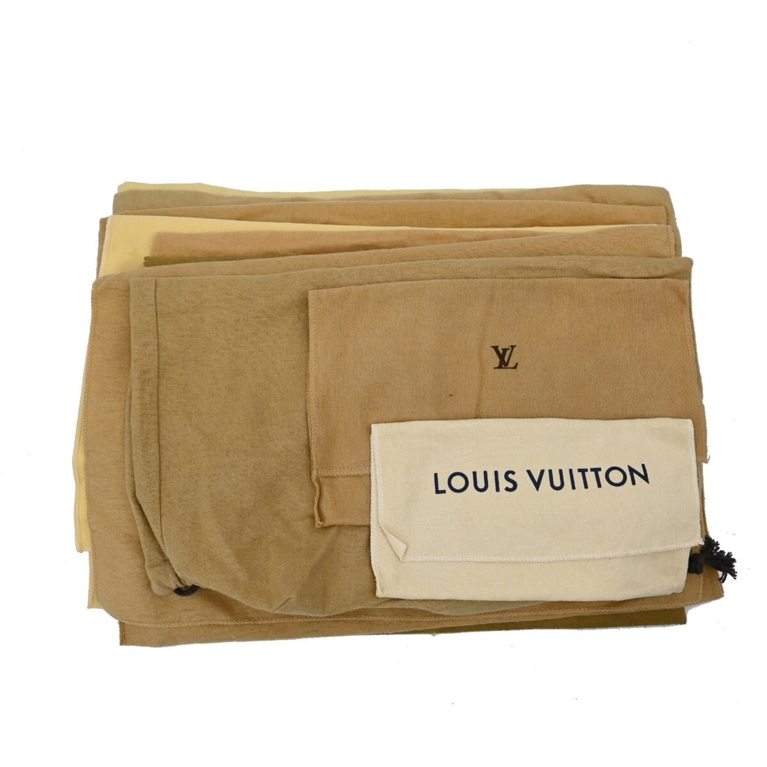 10 Piece Louis Vuitton Authentic Dust Bags Brown Cotton Set: 10 Piece Louis Vuitton Authentic Dust Bags Brown Cotton Set This set of 10 authentic Louis Vuitton dust bags is crafted from 100% cotton, featuring a classic brown color. Designed to protect your luxu