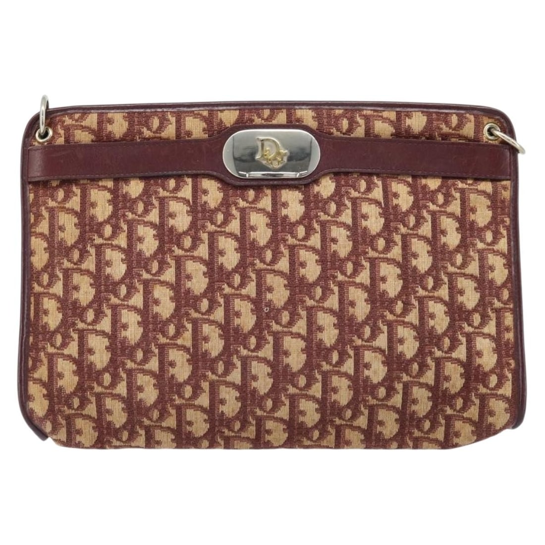 Trotter Canvas Red Shoulder Bag by Christian Dior: Trotter Canvas Red Shoulder Bag by Christian Dior This Christian Dior Trotter shoulder bag features a red canvas exterior with leather trim and metal fittings. Designed for women, the bag shows signs 