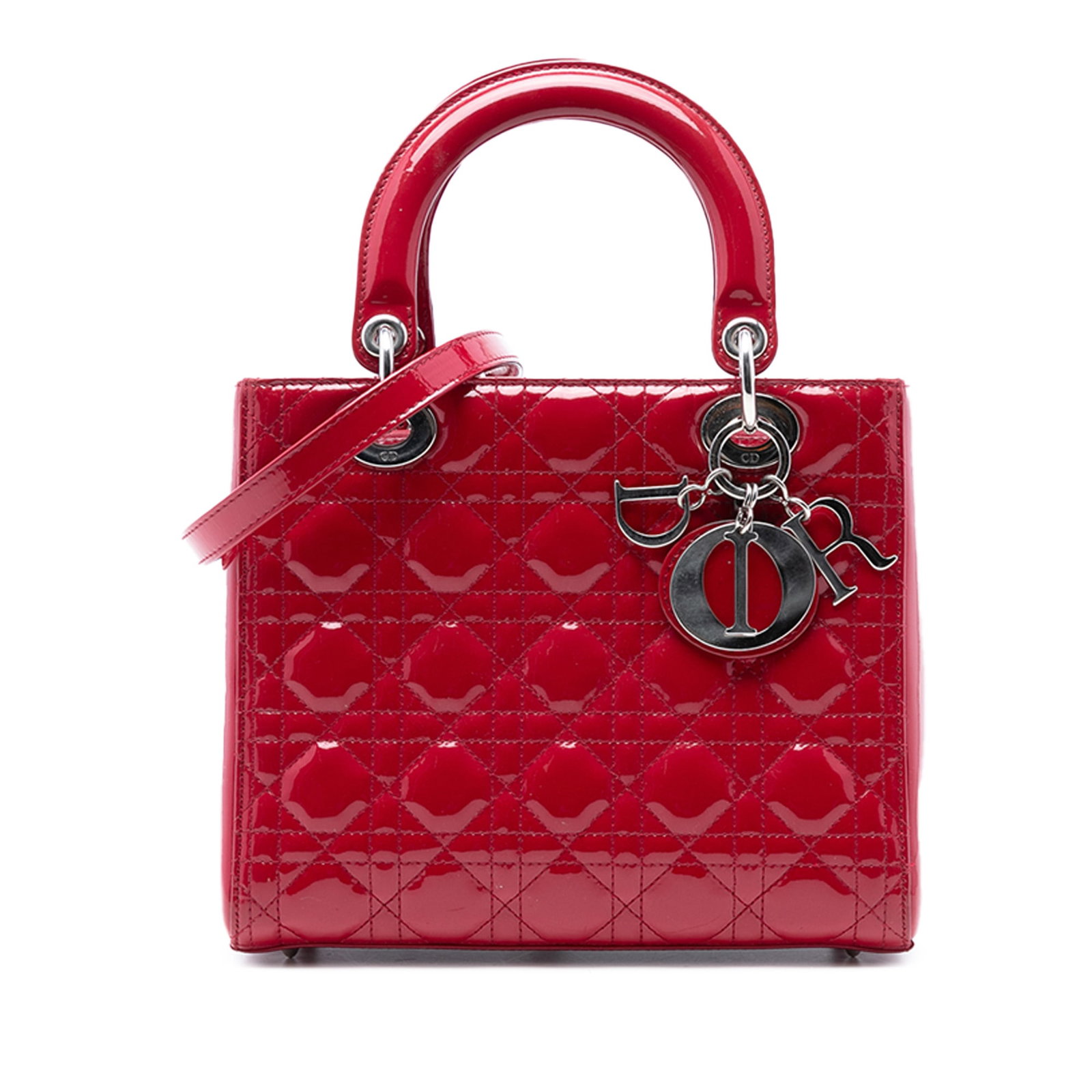 Dior Medium Patent Cannage Lady Dior Red Leather Bag (1 of 7)