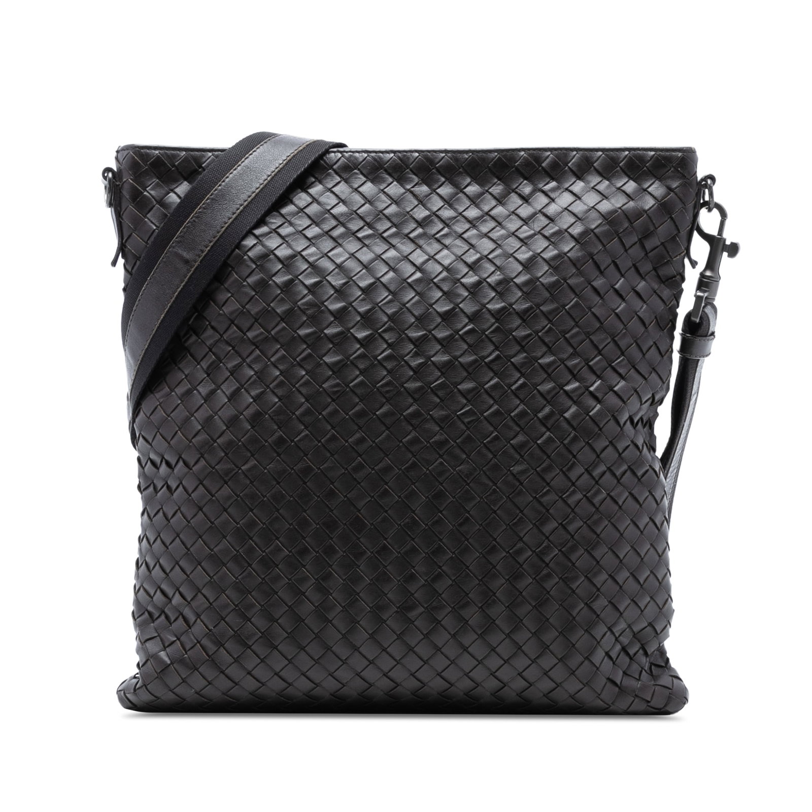 Nappa Intrecciato VN Brown Woven Leather Crossbody Bag by Bottega Veneta: Nappa Intrecciato VN Brown Woven Leather Crossbody Bag by Bottega Veneta This Bottega Veneta Nappa Intrecciato VN Crossbody features a distinctive woven leather design, an adjustable and detachable fl