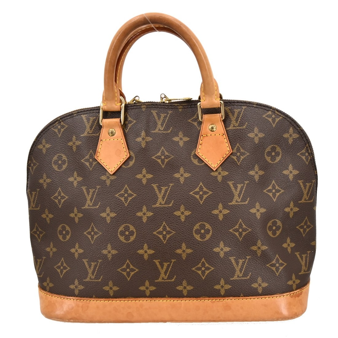 Louis Vuitton Alma Brown Canvas Tote 30cm x 23.5cm x 16cm: Louis Vuitton Alma Brown Canvas Tote 30cm x 23.5cm x 16cm This Louis Vuitton Alma handbag features the iconic monogram canvas design in brown, crafted for women. The handbag shows signs of use with sc