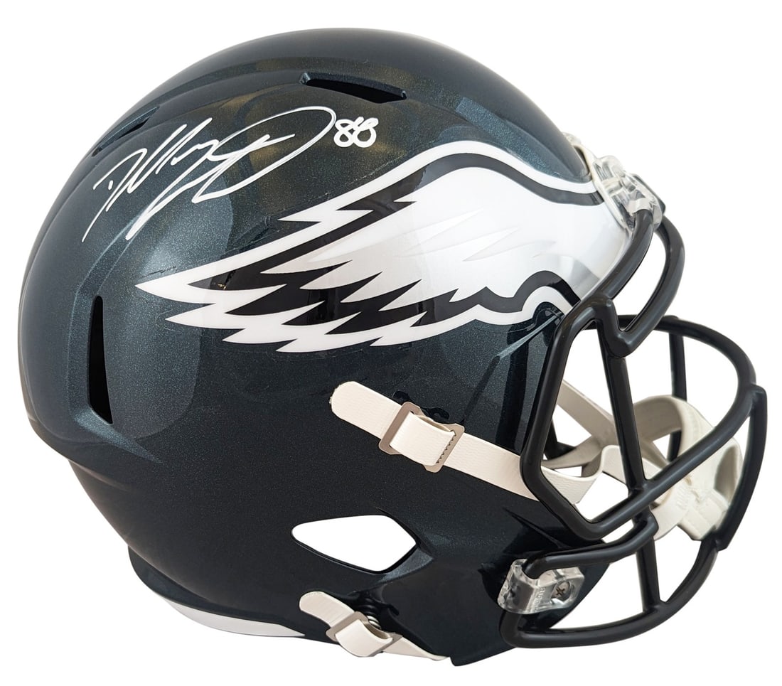 Dallas Goedert Signed Philadelphia Eagles Full Size Speed Replica Helmet Fanatics COA: Dallas Goedert Signed Philadelphia Eagles Full Size Speed Replica Helmet Fanatics COA This Riddell Full Size Speed Replica Helmet is personally autographed by Dallas Goedert of the Philadelphia Eagles