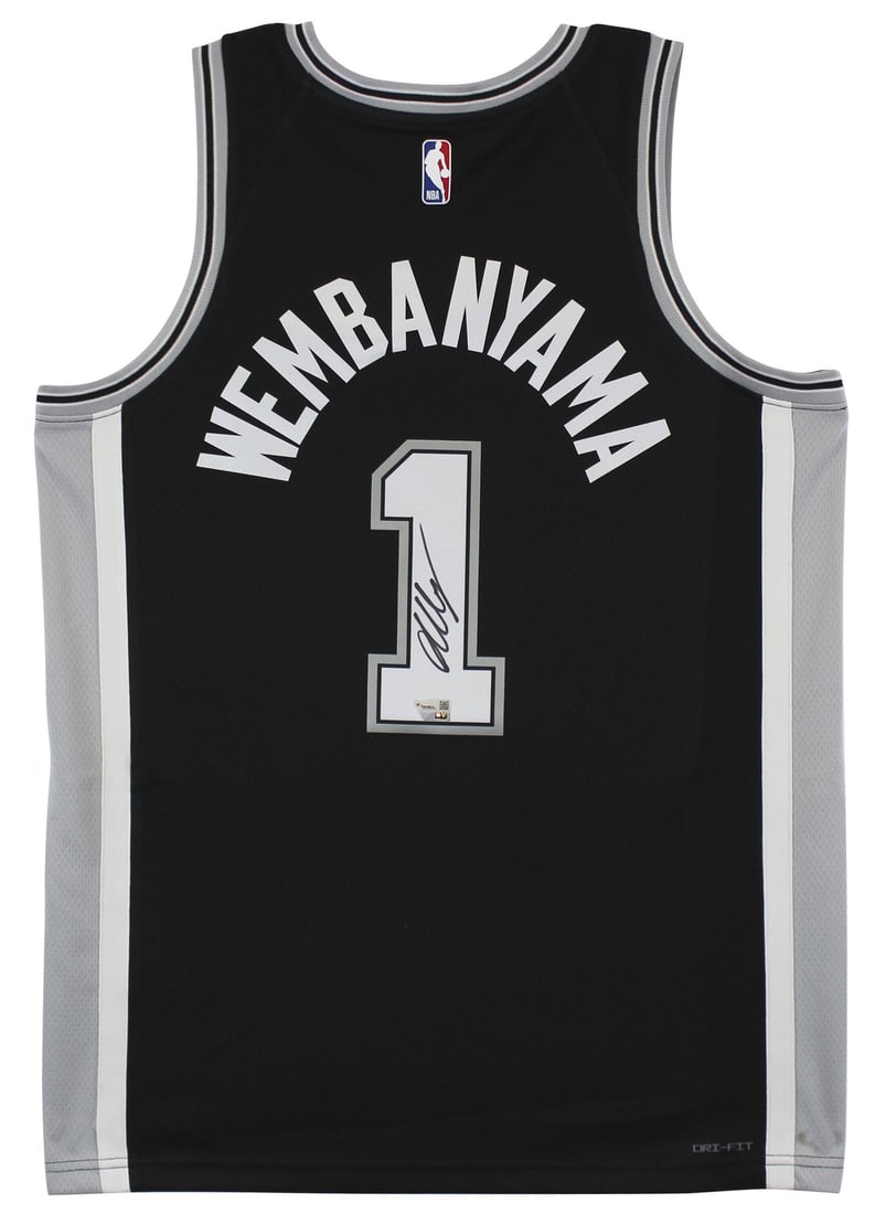 Victor Wembanyama Signed San Antonio Spurs Black Nike Icon Jersey (1 of 5)