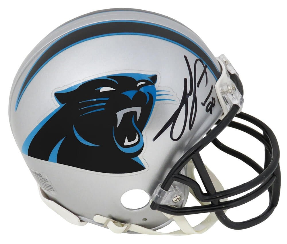 Julius Peppers Autographed Carolina Panthers Mini Helmet with COA: Julius Peppers Autographed Carolina Panthers Mini Helmet with COA This Carolina Panthers Riddell mini helmet features a bold signature from NFL star Julius Peppers, a celebrated player known for his i