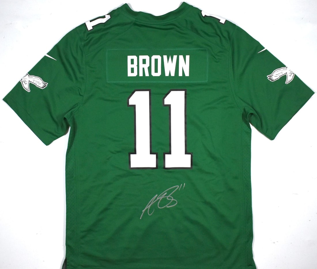 Philadelphia Eagles Nike Game Jersey Signed by A.J. Brown Beckett Authenticated: Philadelphia Eagles Nike Game Jersey Signed by A.J. Brown Beckett Authenticated This is a pre-owned Philadelphia Eagles Nike Game Jersey autographed by A.J. Brown. The autograph has been authenticated