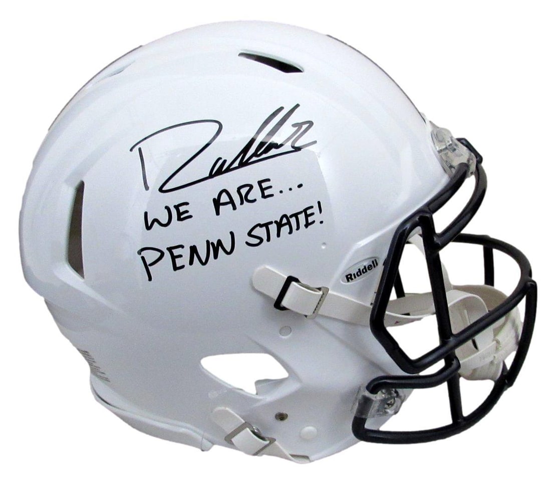 Drew Allar Signed Penn State Pro Line Authentic Football Helmet JSA Certified: Drew Allar Signed Penn State Pro Line Authentic Football Helmet JSA Certified Offered is a full-size authentic football helmet signed and inscribed by Drew Allar with the phrase "WE ARE PENN STATE!" T