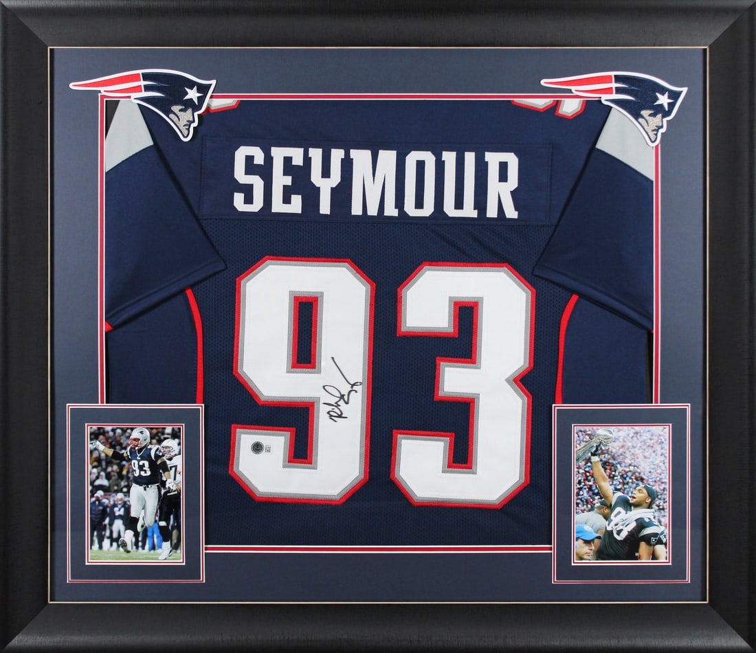Richard Seymour Signed Navy Framed Jersey New England Patriots BAS Authenticated (1 of 2)