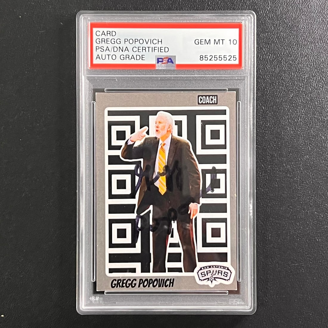 Gregg Popovich Signed Sports Card PSA 10 San Antonio Spurs: Gregg Popovich Signed Sports Card PSA 10 San Antonio Spurs This is a signed sports trading card featuring the legendary Gregg Popovich, head coach of the San Antonio Spurs. The card is authenticated b