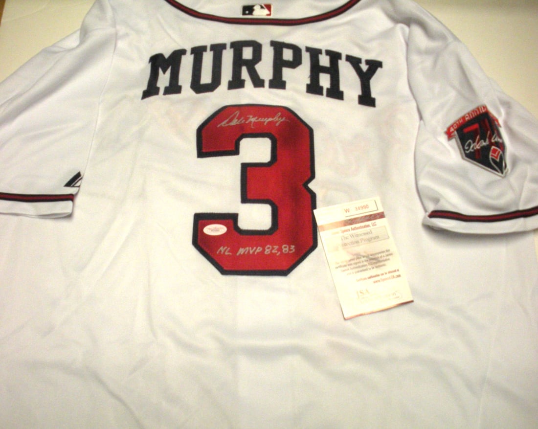 Majestic Atlanta Braves Jersey Signed by Dale Murphy with JSA Authentication (1 of 2)