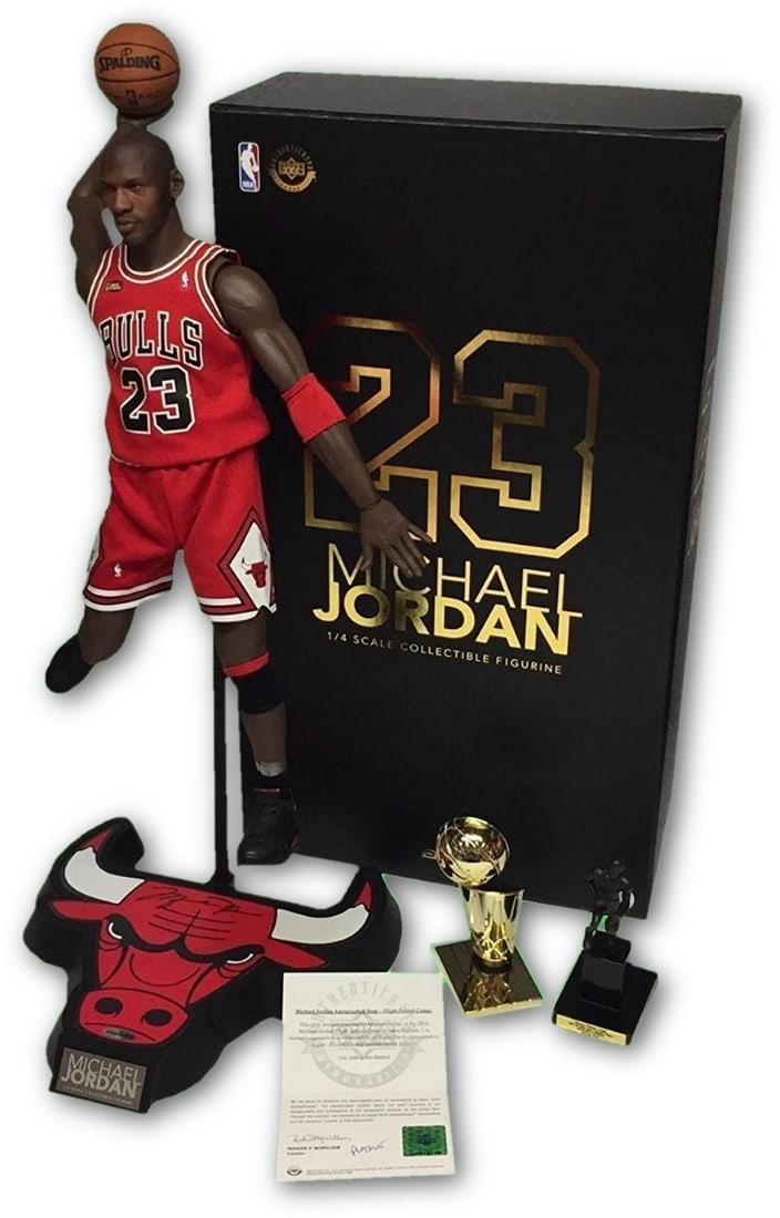 Michael Jordan Autographed 1/4 Scale Figurine Upper Deck Authenticated: Michael Jordan Autographed 1/4 Scale Figurine Upper Deck Authenticated This exquisite 1/4 scale figurine of Michael Jordan captures the essence of the legendary player. Authentically signed by Jordan,