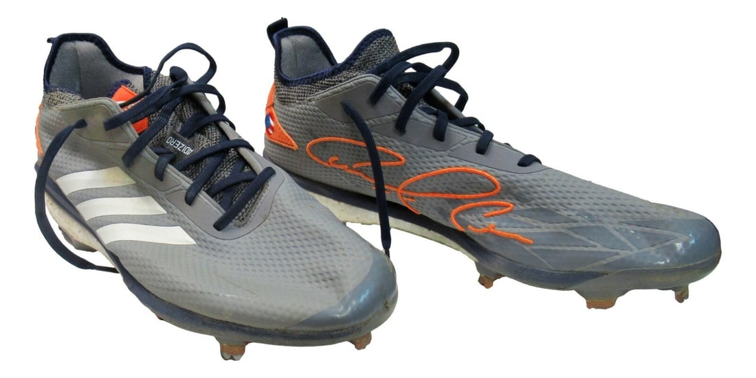 2018 Carlos Correa Game-Used Houston Astros Cleats MLB Authenticated: 2018 Carlos Correa Game-Used Houston Astros Cleats MLB Authenticated These cleats were worn by Carlos Correa during the 2018 baseball season while playing for the Houston Astros. They are designated a