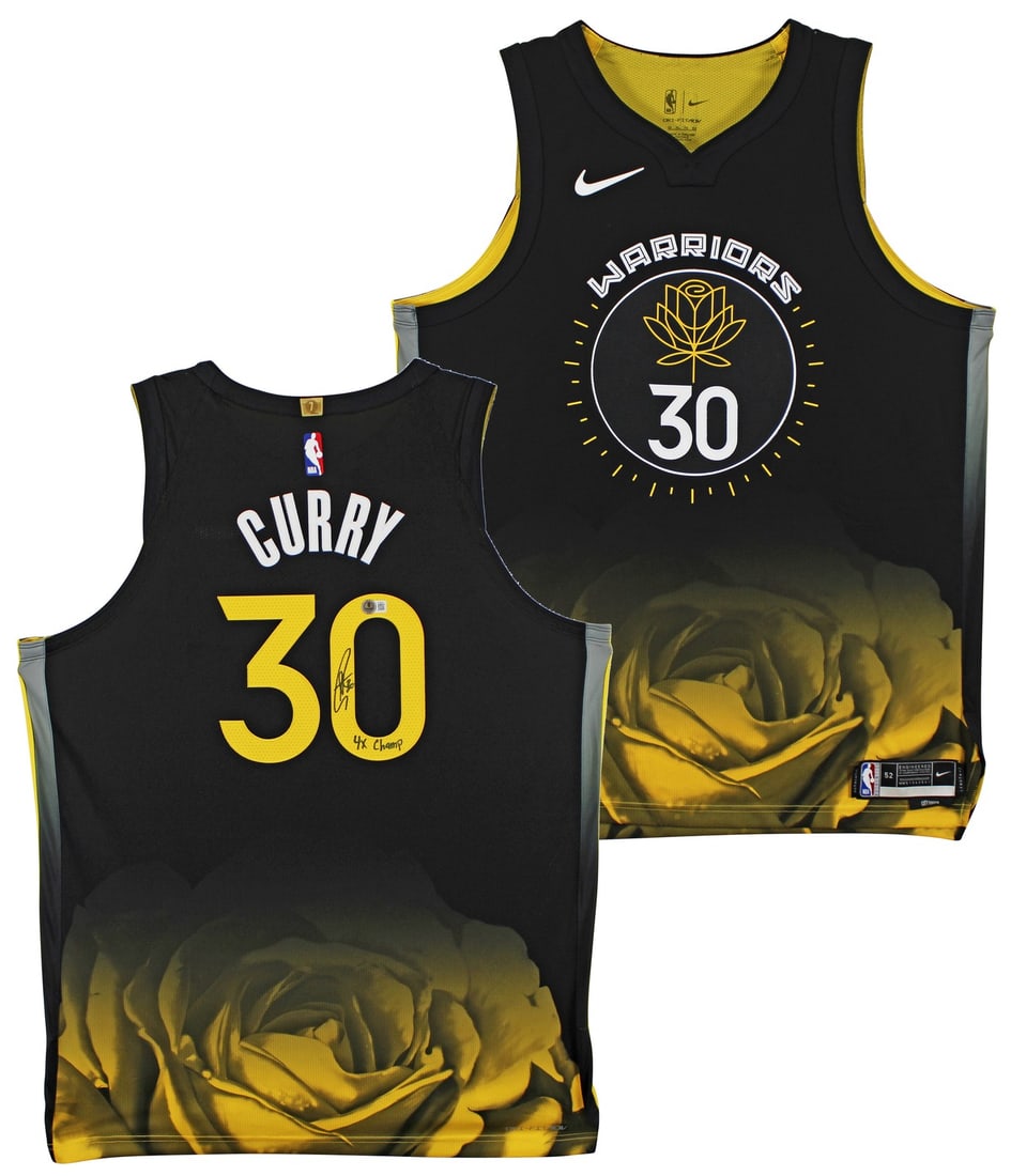 Stephen Curry Signed Black Nike Rose City Authentic Jersey 4x Champ BAS (1 of 9)