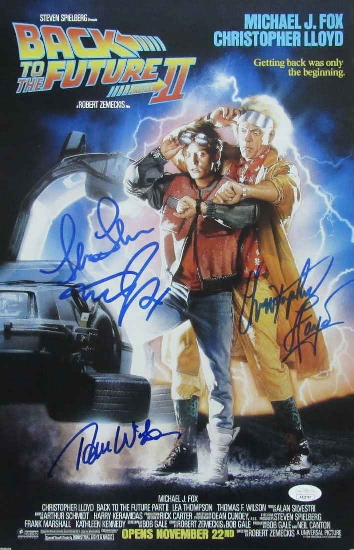 Michael J Fox Christopher Lloyd Signed Back to the Future II 11x17 Photo JSA Authenticated (1 of 3)