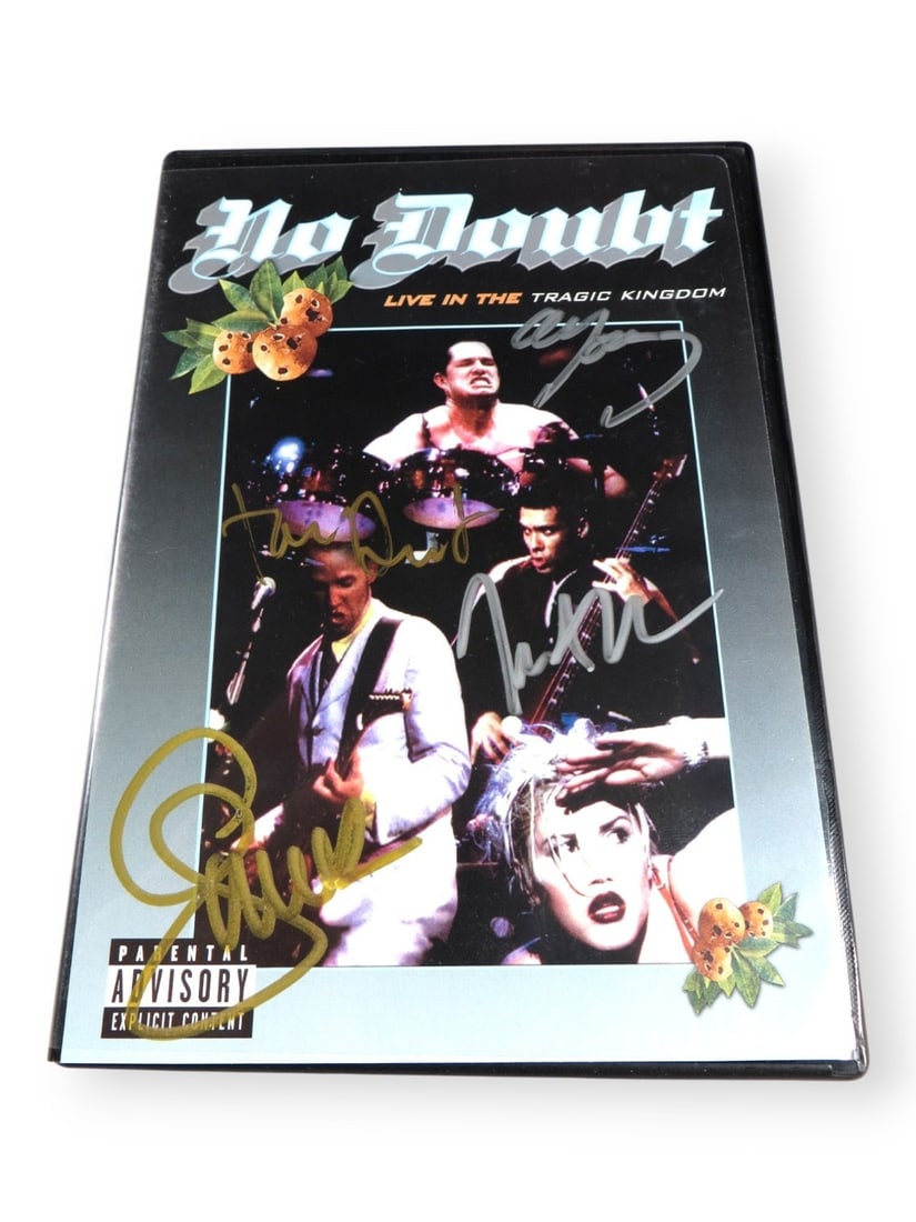No Doubt Band Autographed DVD Cover Gwen Stefani BAS Certified: No Doubt Band Autographed DVD Cover Gwen Stefani BAS Certified This is an original No Doubt band autographed DVD cover featuring signatures from Gwen Stefani, Tony Kanal, Tom Dumont, and Adrian Young.