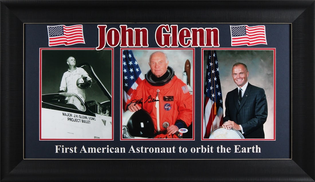 John Glenn Mercury Seven Signed 8x10 Framed Photo PSA/DNA Certified (1 of 2)