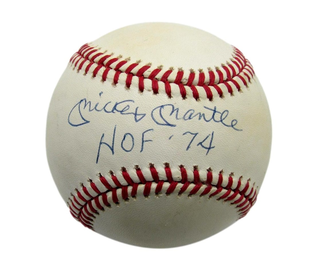Mickey Mantle Autographed OAL Baseball With HOF 74 Inscription JSA Authenticated (1 of 3)