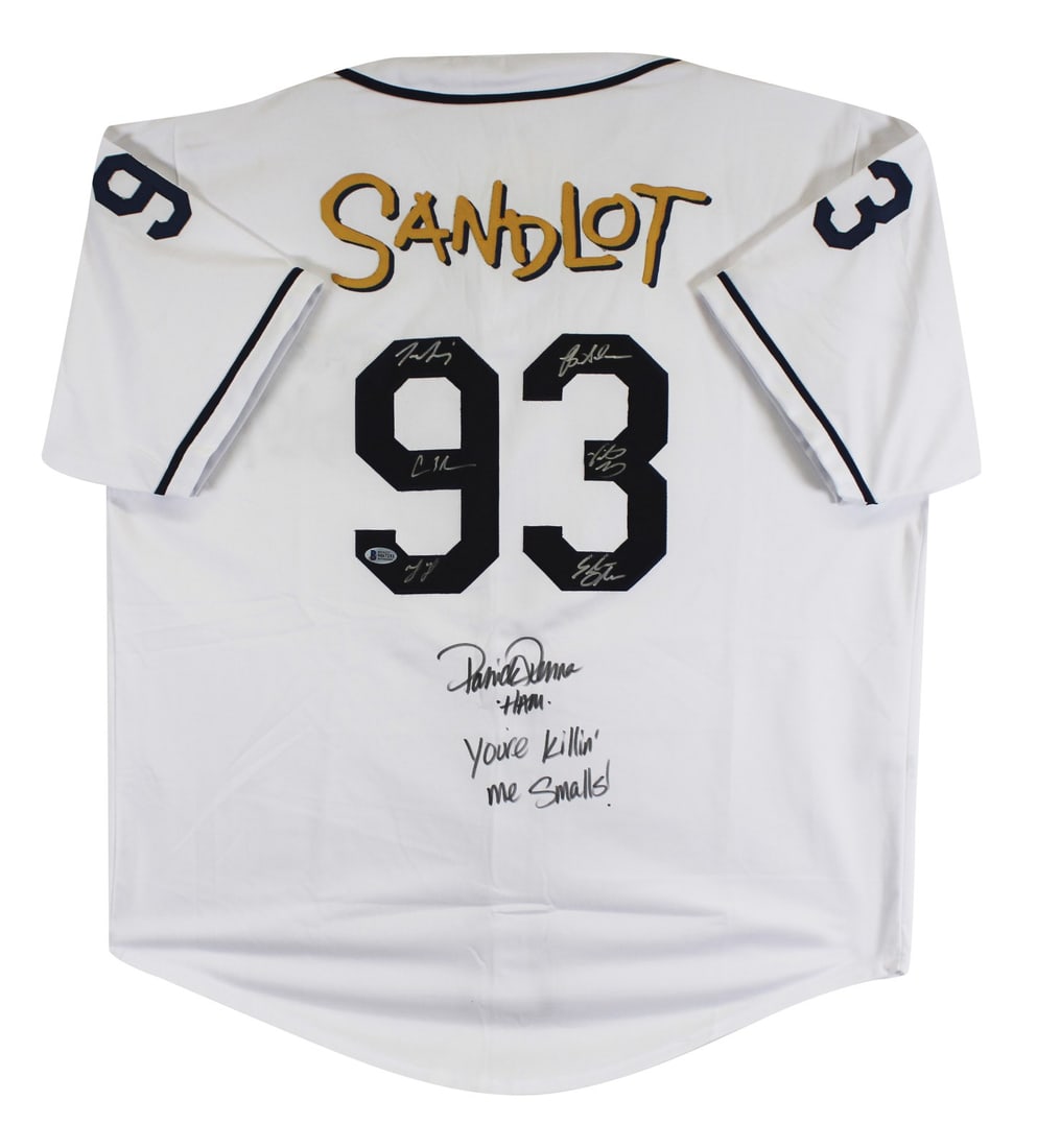 The Sandlot Signed Jersey by 7 Cast Members BAS Authenticated: The Sandlot Signed Jersey by 7 Cast Members BAS Authenticated Celebrate a classic film with this autographed jersey featuring the cast of 'The Sandlot.' This unique piece is personally signed by seven