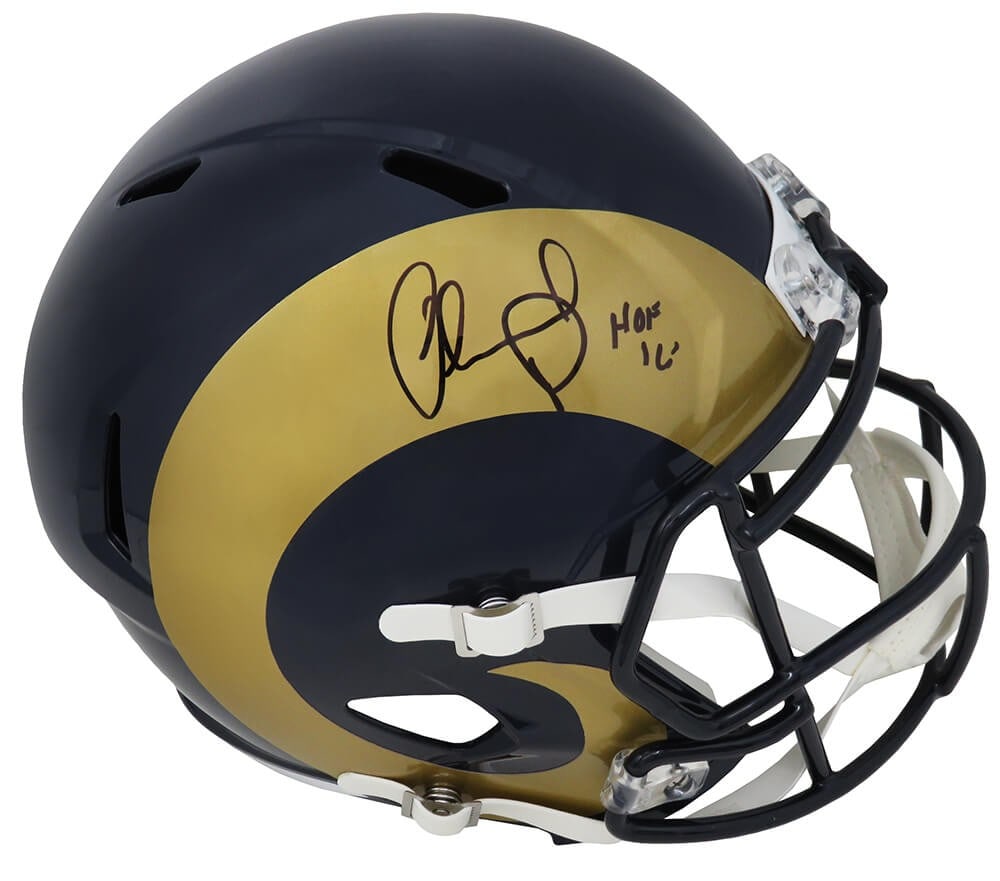 Orlando Pace Signed Rams Throwback Helmet HOF 16 with COA: Orlando Pace Signed Rams Throwback Helmet HOF 16 with COA This authentic Los Angeles Rams full-size speed replica helmet, designed in the 2000's style, features the signature of Hall of Famer Orlando 