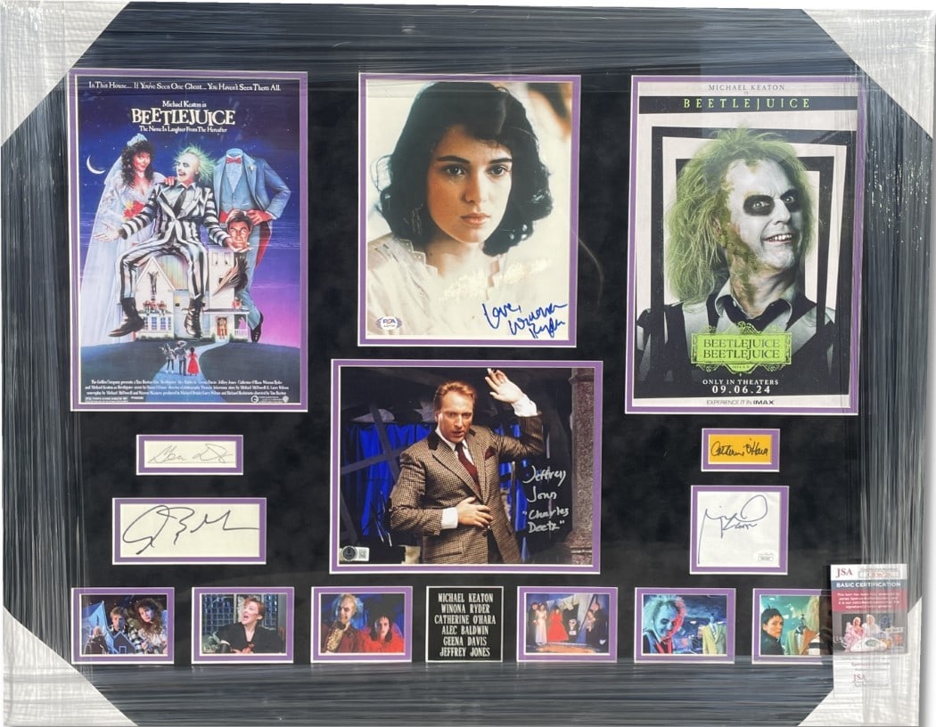 Framed Beetlejuice Cast Autograph Display With JSA Authentication 34x27 (1 of 8)