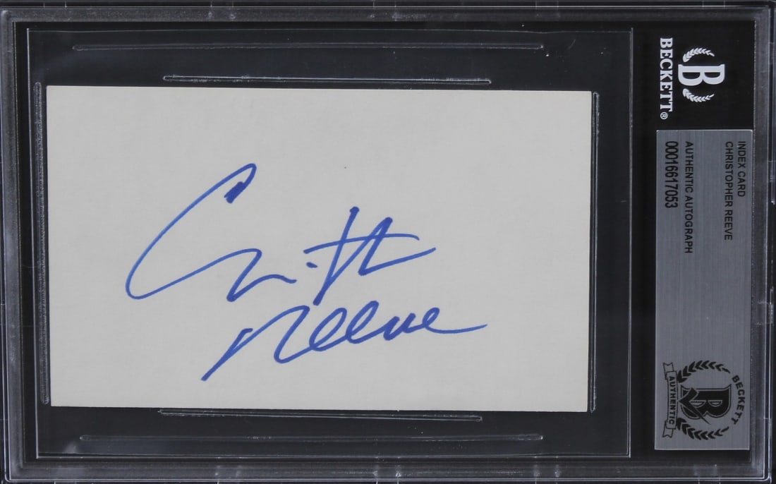 Christopher Reeve Signed 3x5 Index Card Beckett Authenticated Superman Slabbed (1 of 5)