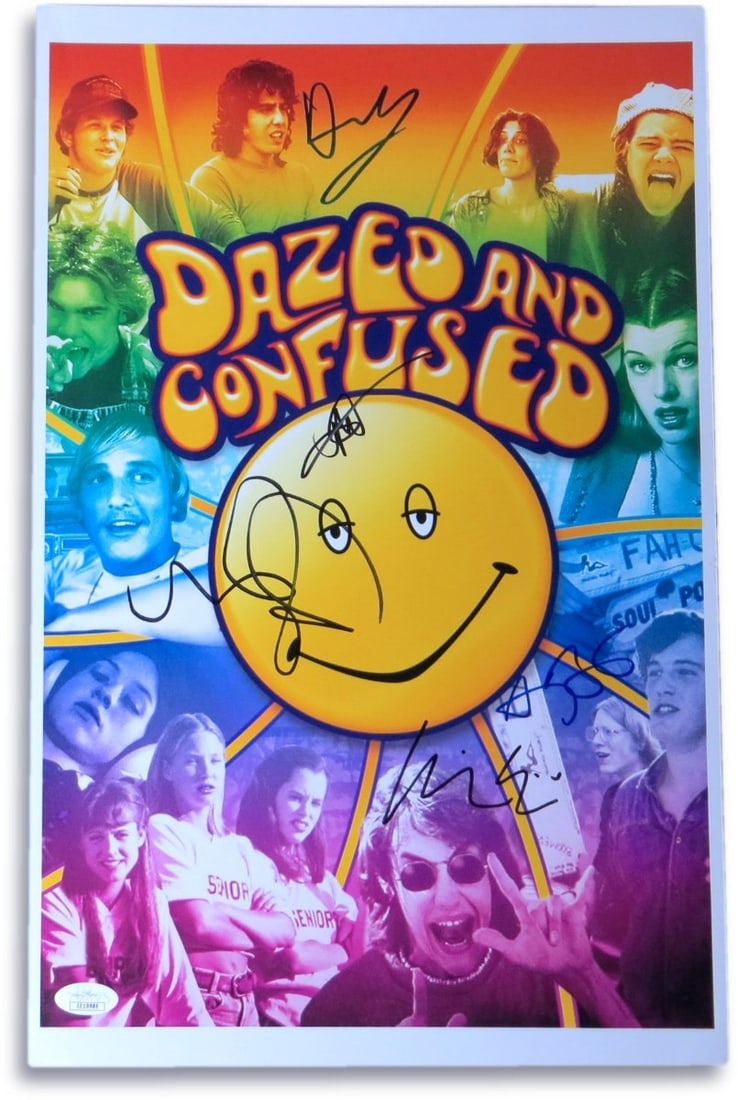 11x14 Dazed and Confused Photo Signed by Goldberg Jovovich Rapp JSA Authenticated: 11x14 Dazed and Confused Photo Signed by Goldberg Jovovich Rapp JSA Authenticated This is an original 11x14 photograph from "Dazed and Confused" featuring multiple authentic signatures. The photo is h
