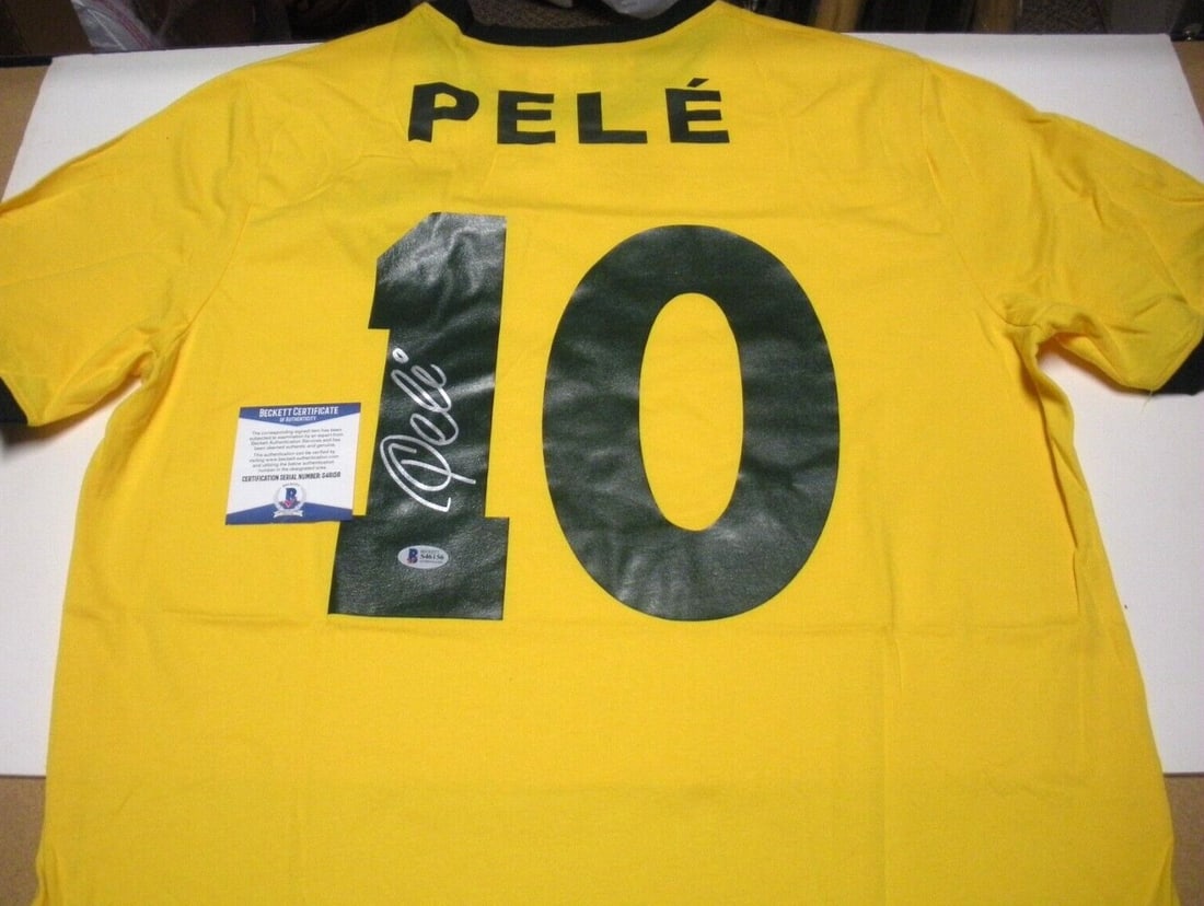 Signed Soccer Jersey Honoring Pele's Brazil World Cup Triumphs with Beckett COA (1 of 3)