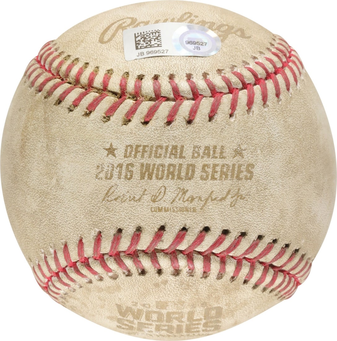 2016 World Series Game 3 Used Baseball MLB Authentic Chicago Cubs: 2016 World Series Game 3 Used Baseball MLB Authentic Chicago Cubs This official game-used baseball from the 2016 World Series showcases a historic moment in baseball history. Thrown by Kyle Hendricks 