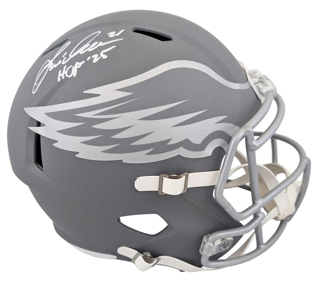 Eric Allen HOF 25 Signed Eagles Slate Full Size Helmet BAS Witnessed: Eric Allen HOF 25 Signed Eagles Slate Full Size Helmet BAS Witnessed This autographed Philadelphia Eagles full-size slate Riddell Speed replica helmet features the signature of Eric Allen, accompanied