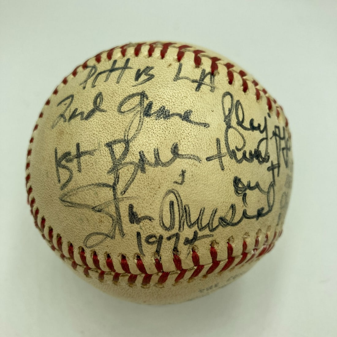 Stan Musial Autographed 1974 NLCS Game Ball with JSA COA: Stan Musial Autographed 1974 NLCS Game Ball with JSA COA This is a remarkable piece of baseball memorabilia: a Stan Musial signed official Spalding C. Feeney National League baseball, commemorating th
