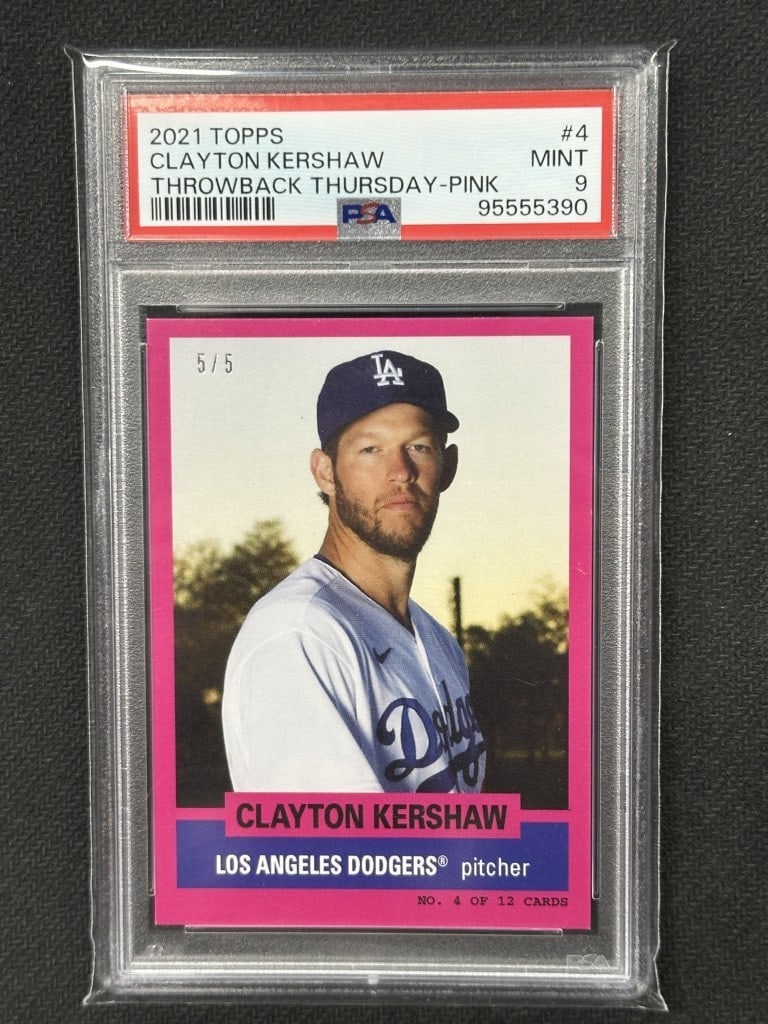 Clayton Kershaw 2021 Topps Pink PSA 9 Dodgers Baseball Card #4 (1 of 2)