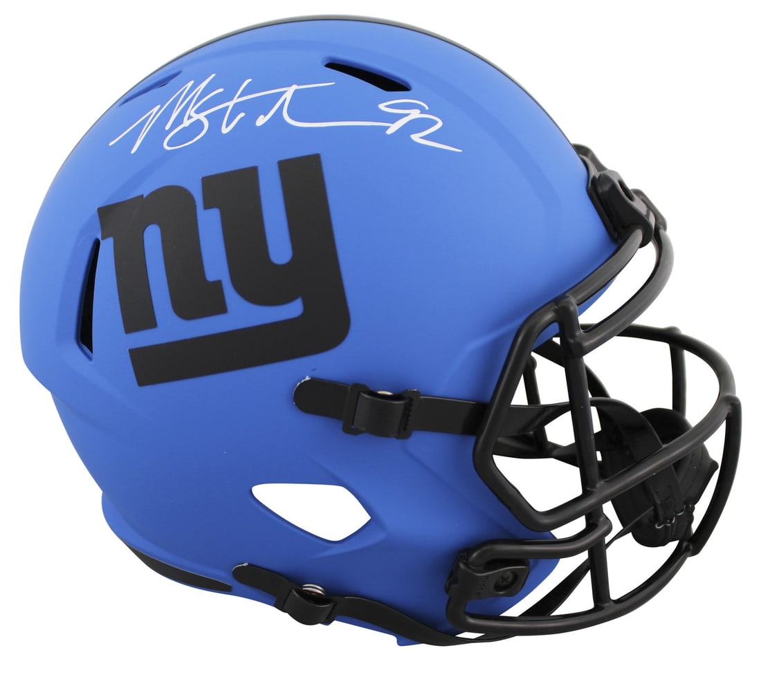 Michael Strahan Autographed Giants Rave Full Size Speed Replica Helmet BAS Witnessed: Michael Strahan Autographed Giants Rave Full Size Speed Replica Helmet BAS Witnessed This New York Giants Riddell Full Size Speed Replica Helmet features an alternate Rave design and has been personal