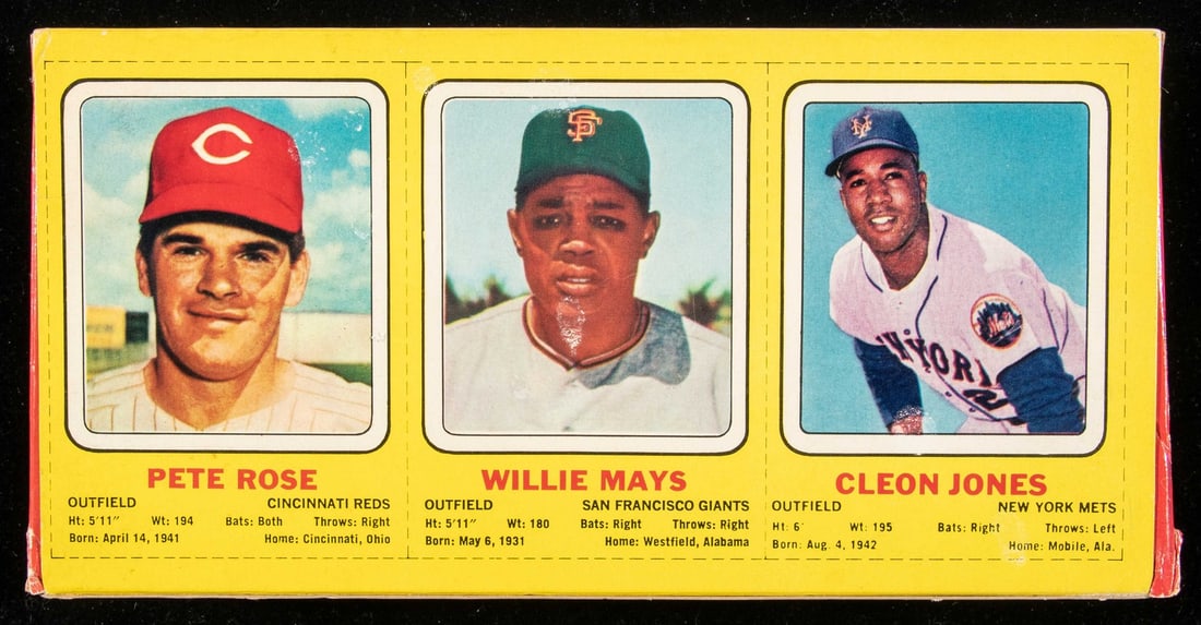 1970 Transogram NL Complete Box Pete Rose Willie Mays Figurines: 1970 Transogram NL Complete Box Pete Rose Willie Mays Figurines This offering features a complete 1970 Transogram National League Series box, showcasing legendary players Pete Rose and Willie Mays. Th