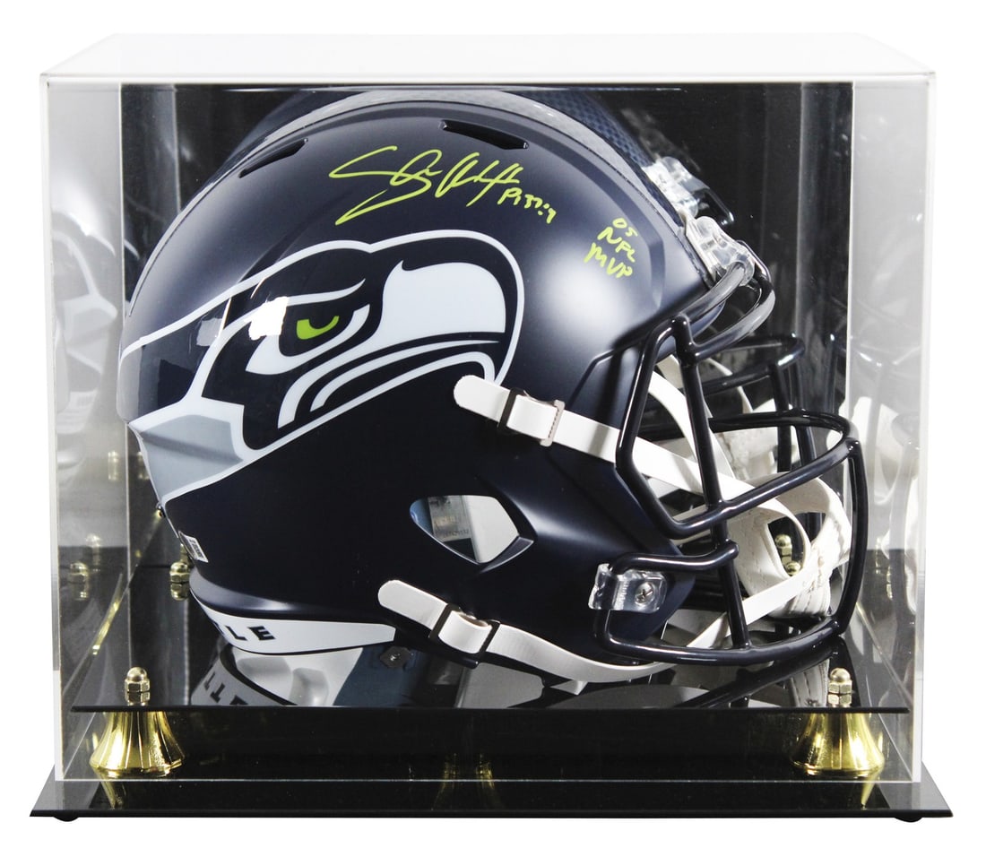 Shaun Alexander Signed Seahawks F/S Speed Helmet NFL MVP 2005 BAS Authenticated: Shaun Alexander Signed Seahawks F/S Speed Helmet NFL MVP 2005 BAS Authenticated This original autographed Riddell Full Size Speed Replica Helmet has been personally signed by Shaun Alexander, the lege