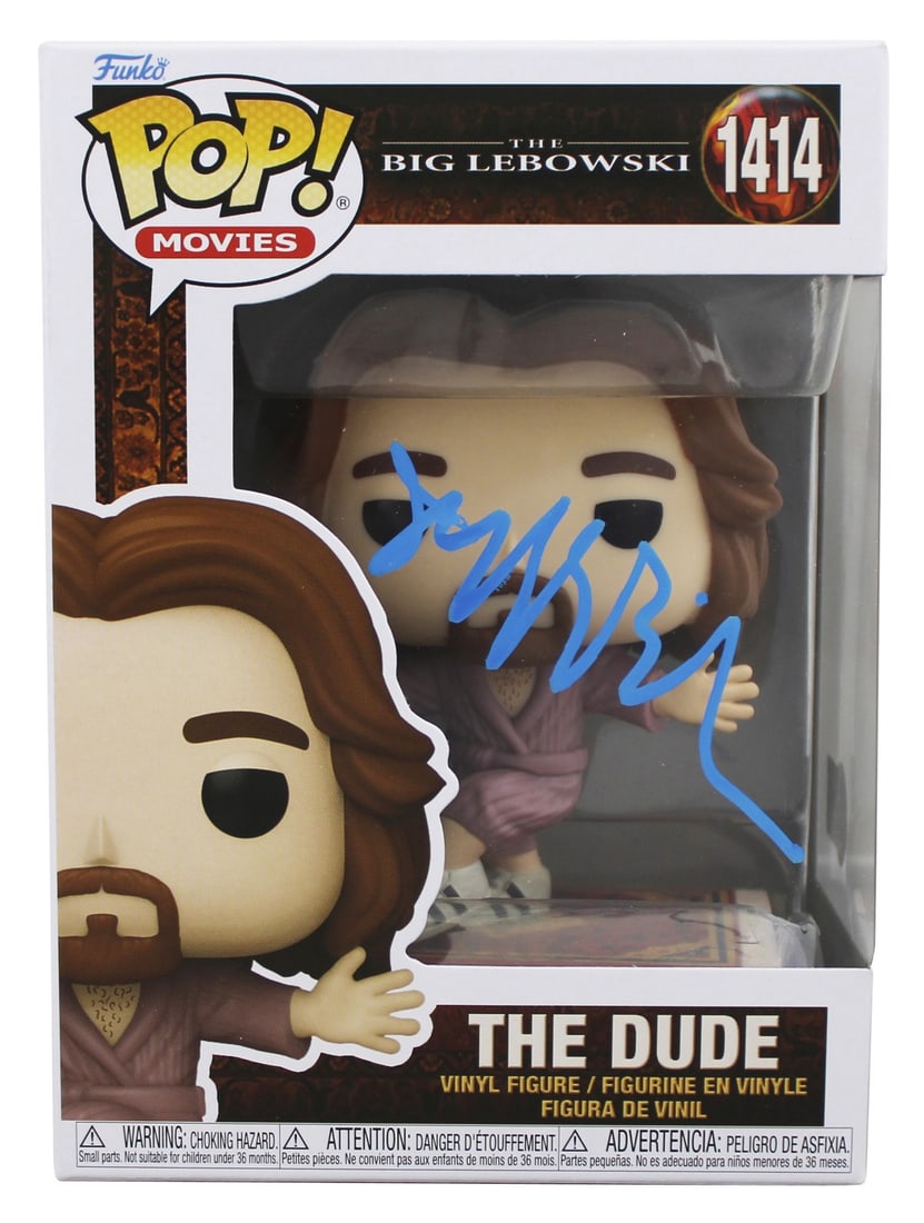 Jeff Bridges Signed The Dude Funko Pop #1414 Beckett Authenticated: Jeff Bridges Signed The Dude Funko Pop #1414 Beckett Authenticated This authentic autographed Funko Pop Vinyl Figure features The Dude, personally signed by Jeff Bridges, known for his iconic role in 