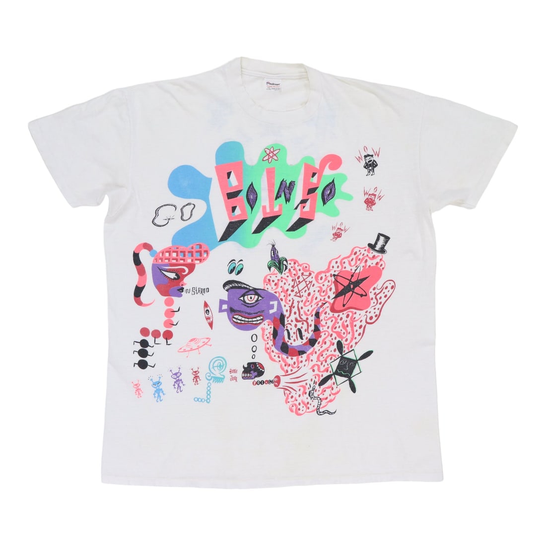 Vintage 1990 Oingo Boingo Dia De Los Muertos Cotton T Shirt White XXL: Vintage 1990 Oingo Boingo Dia De Los Muertos Cotton T Shirt White XXL This is an original vintage 1990 Oingo Boingo Dia De Los Muertos shirt featuring graphics on both the front and back. Made from 10