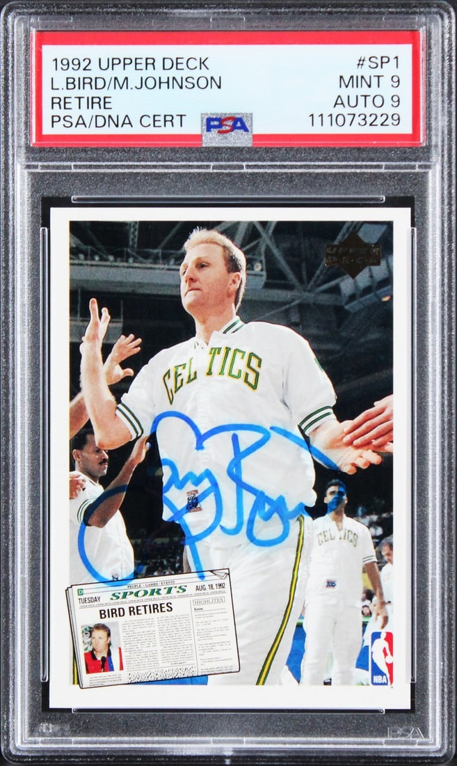 Larry Bird Magic Johnson Signed 1992 Upper Deck PSA 9 Auto 10 Card (1 of 2)