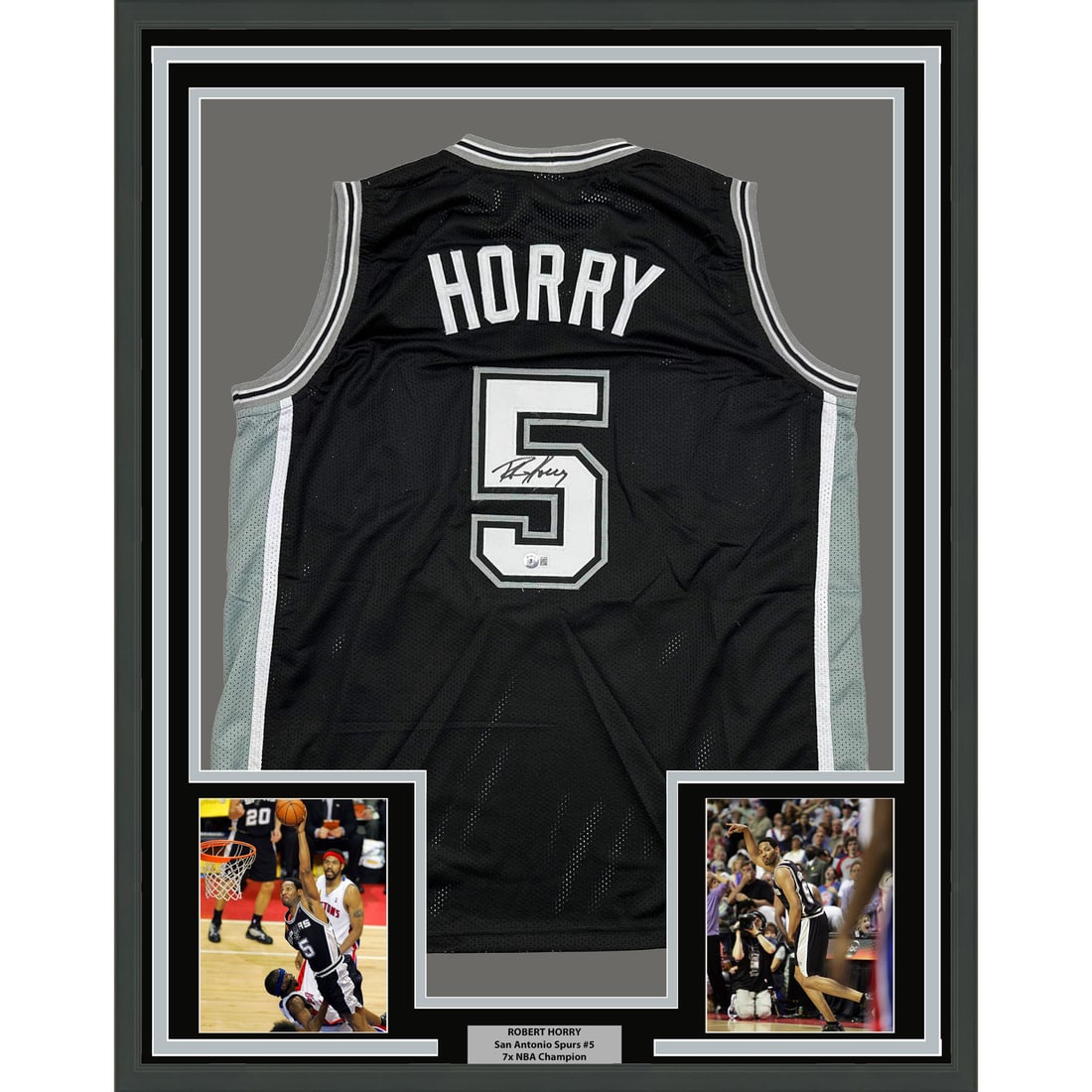 Robert Horry Signed San Antonio Spurs Jersey Display 35x39 Framed Beckett COA (1 of 2)