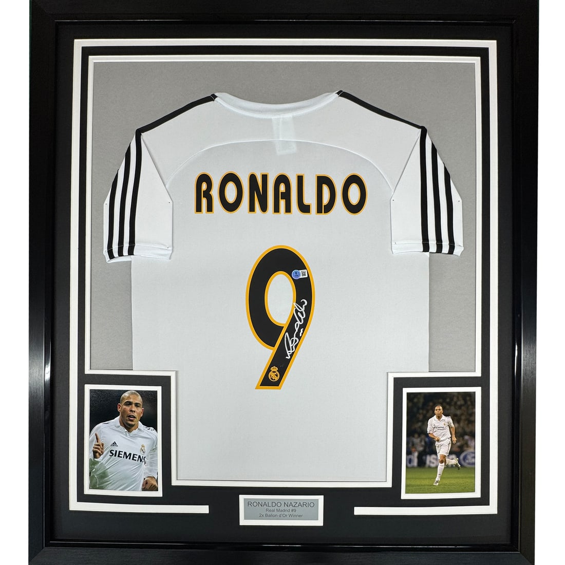 Ronaldo Nazario Signed Real Madrid Jersey Framed with Photos BAS COA 35x39 (1 of 2)