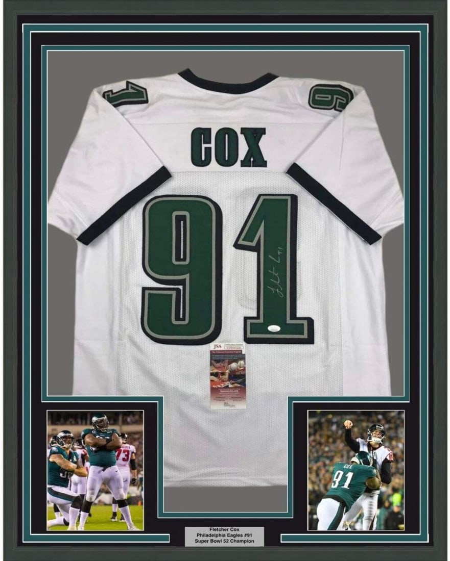 Framed Signed Fletcher Cox Jersey 33x42 Philadelphia Eagles JSA COA (1 of 2)