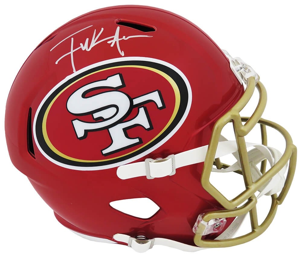 Frank Gore Autographed 49ers Riddell Full Size Helmet with COA: Frank Gore Autographed 49ers Riddell Full Size Helmet with COA This is a Frank Gore signed San Francisco 49ers FLASH Riddell full size speed replica helmet. The helmet features the iconic team colors 