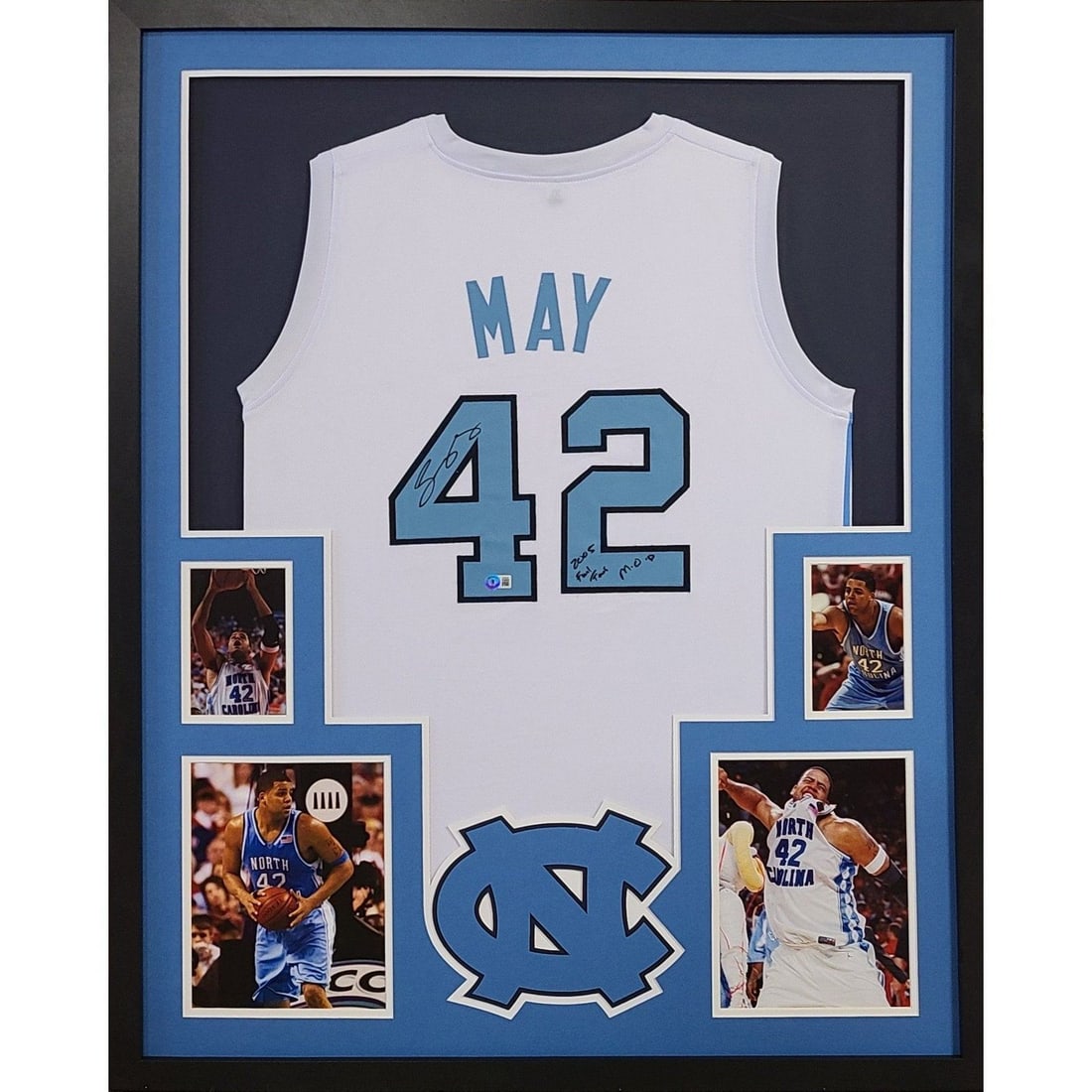 Sean May Signed Framed Jersey North Carolina Tar Heels Beckett Authenticated: Sean May Signed Framed Jersey North Carolina Tar Heels Beckett Authenticated Celebrate the legacy of Sean May with this autographed North Carolina Tar Heels jersey, beautifully framed for display. Aut