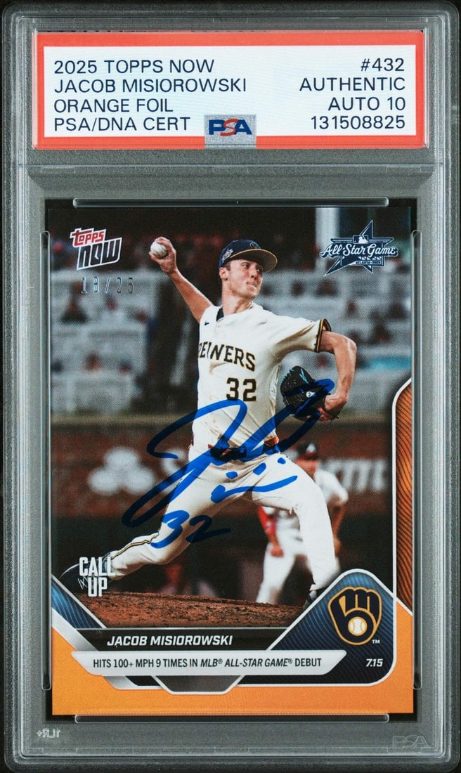 Jacob Misiorowski 2025 Topps Now Orange Rookie Card Auto PSA 10 Serial 25 (1 of 2)