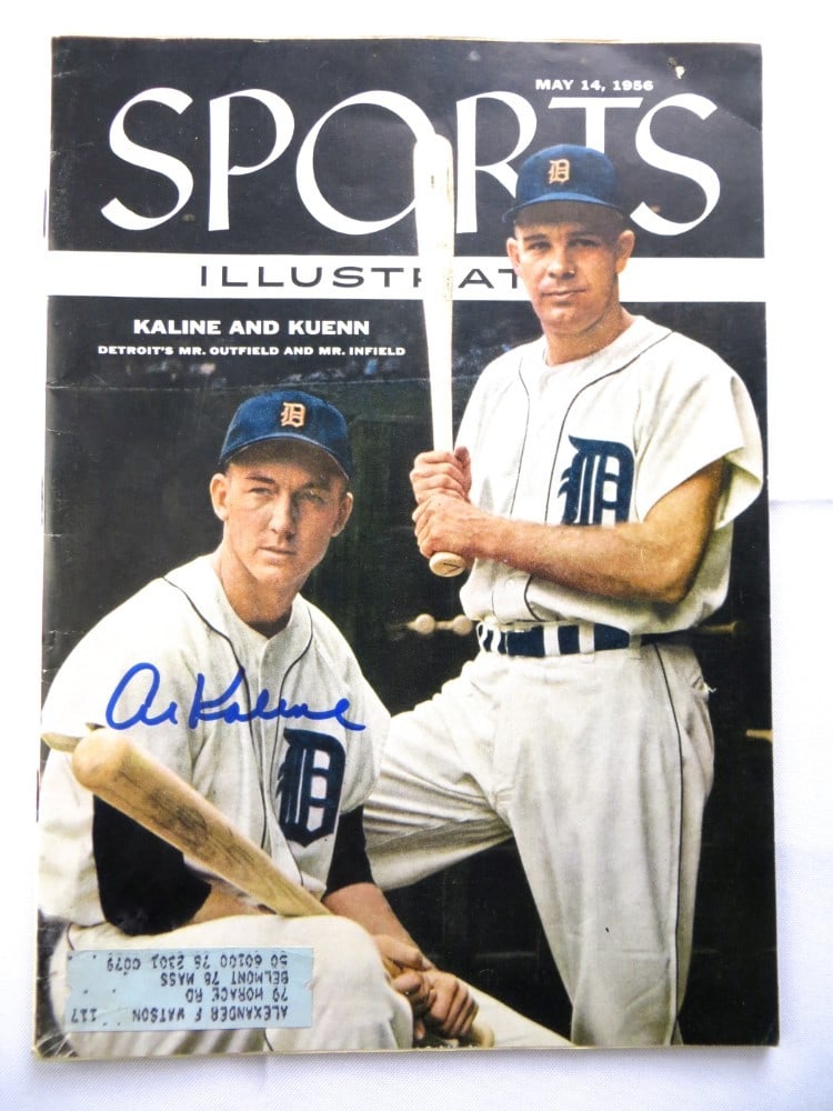 Al Kaline Autographed 1956 Sports Illustrated Magazine JSA Detroit Tigers: Al Kaline Autographed 1956 Sports Illustrated Magazine JSA Detroit Tigers This original Sports Illustrated magazine features a signed autograph by Al Kaline, a legendary player for the Detroit Tigers.