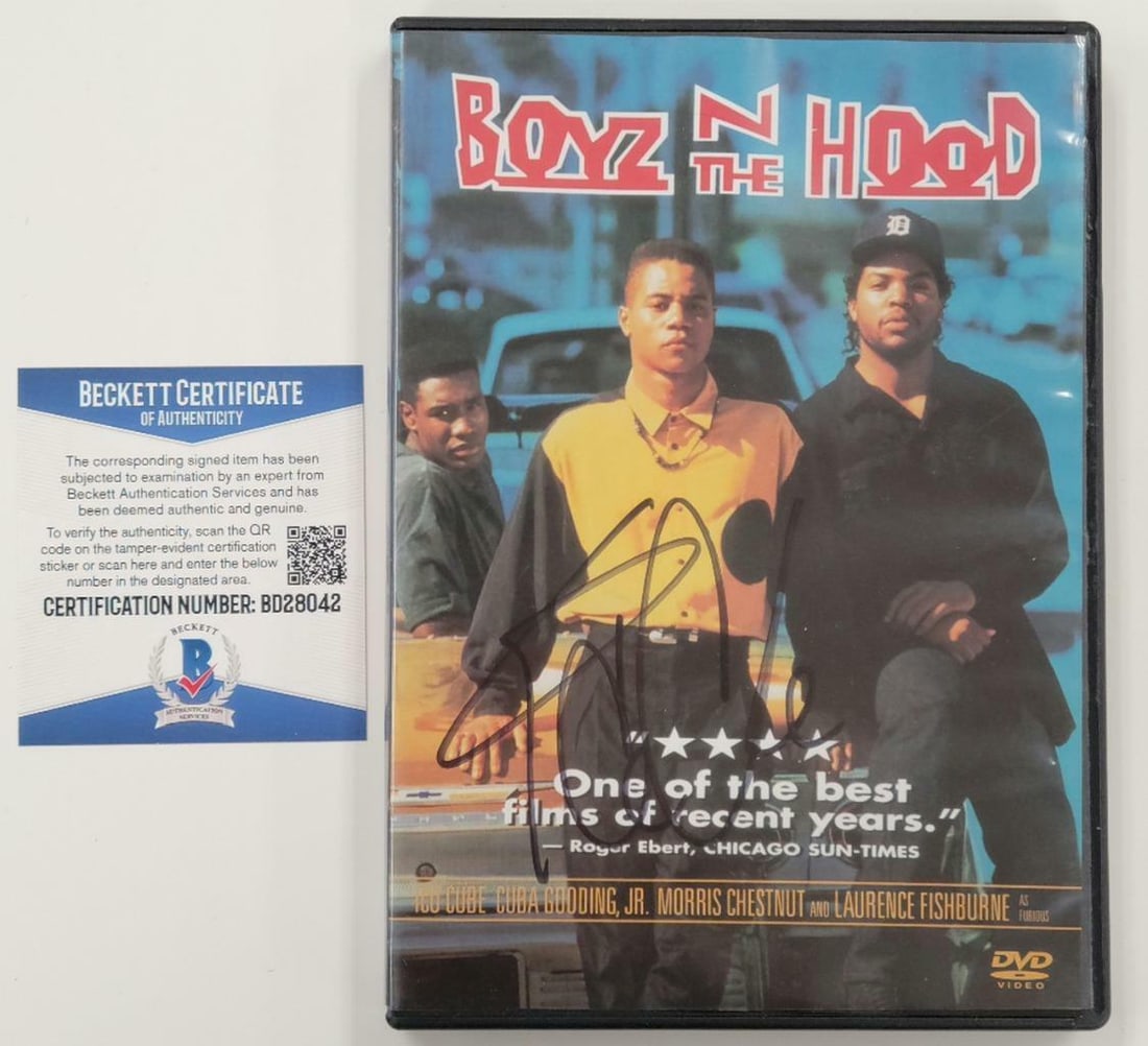 Boyz n the Hood DVD Cover Signed by Ice Cube with Beckett Authentication: Boyz n the Hood DVD Cover Signed by Ice Cube with Beckett Authentication This is an original Boyz n the Hood DVD cover signed by Ice Cube. The autograph has been authenticated by Beckett and the item 