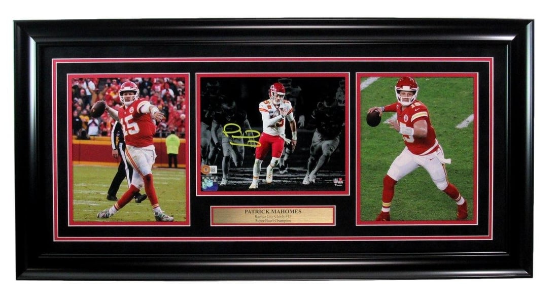 Framed Patrick Mahomes Autographed 8x10 Chiefs Photo Collage Beckett Authenticated (1 of 4)
