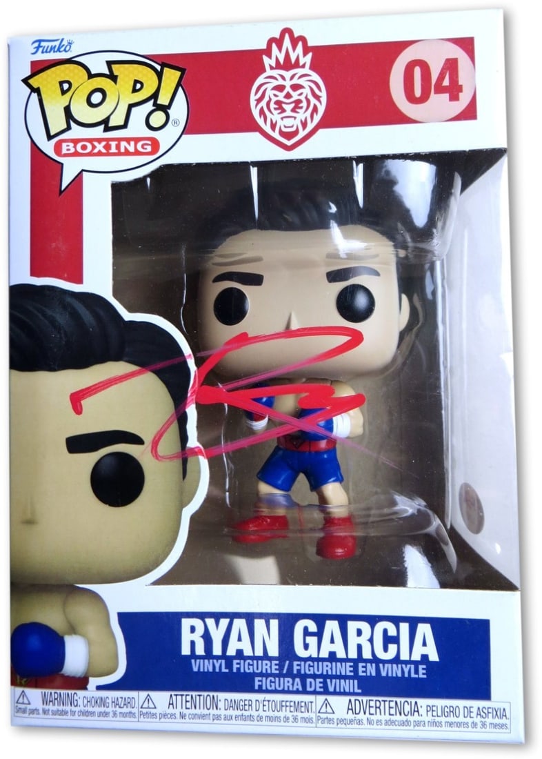 Ryan Garcia Autographed Funko POP! Figure Boxing PSA/DNA Certified: Ryan Garcia Autographed Funko POP! Figure Boxing PSA/DNA Certified This is an original Ryan Garcia signed Funko POP! figure, featuring the famous boxer in collectible form. The figure is authenticated