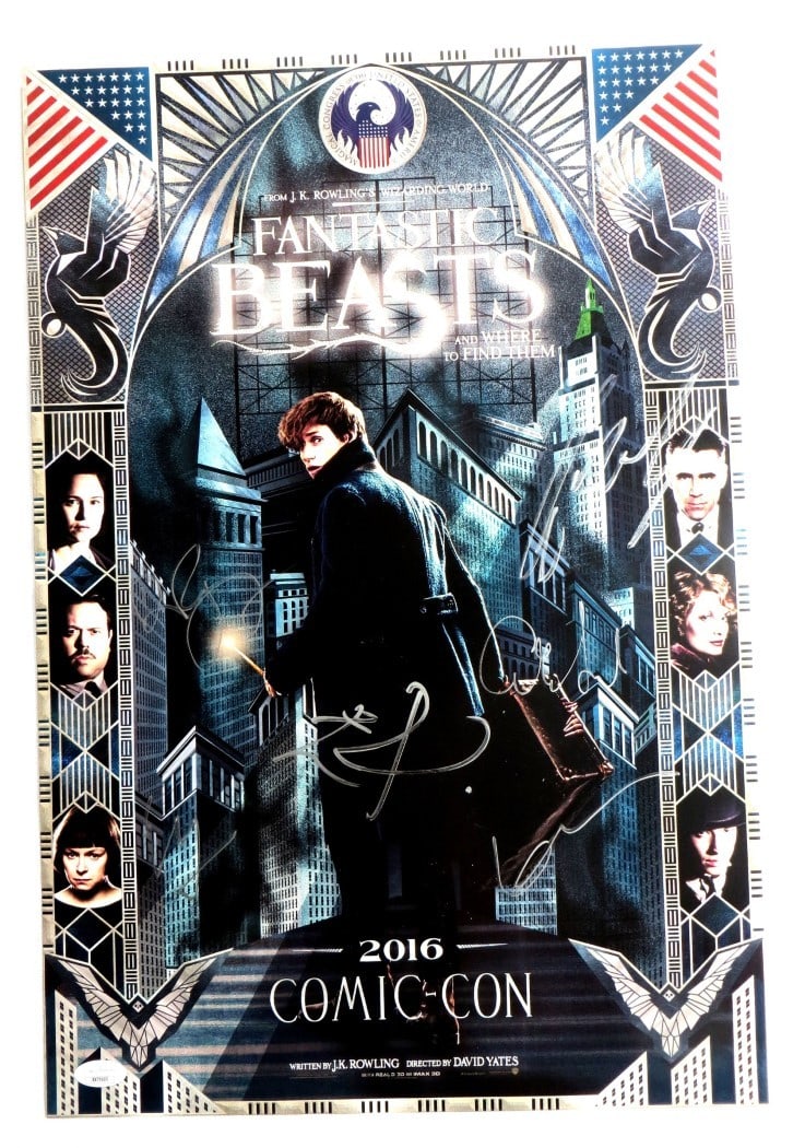 Fantastic Beasts Multi Signed 13x20 Poster Redmayne Farrell Miller JSA: Fantastic Beasts Multi Signed 13x20 Poster Redmayne Farrell Miller JSA Celebrate the enchanting world of 'Fantastic Beasts' with this stunning multi-autographed poster. Measuring approximately 13x20 i